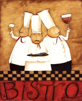 Framed 3 Chefs Wine Bistro 2 Print