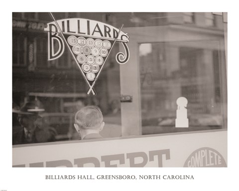 Framed Billiards Hall, Greensboro, North Carolina Print