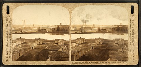 Framed Partial view of White Oak Cotton Mills. Greensboro, NC Print