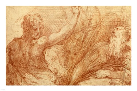 Framed Studies of Saints John the Baptist and Jerome Print