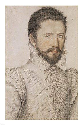 Framed Portrait of a Bearded Man Wearing a Slashed Doublet Print