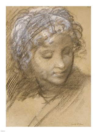 Framed Head of a Female Figure Print