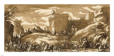 Framed Army Leaving a Castle Print