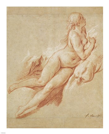 Framed Study of a Reclining Nude Print