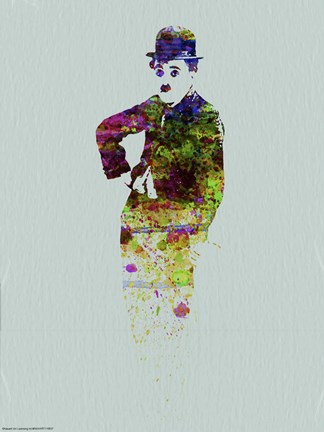 Framed Charlie Chaplin Watercolor Print