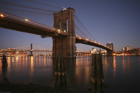 Framed Brooklyn Bridge Twilight Print
