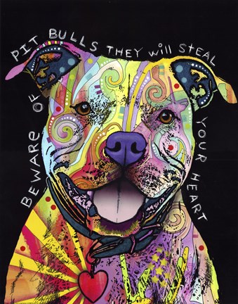Framed Beware of Pit Bulls Print
