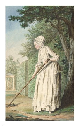 Framed Duchess of Chaulnes as a Gardener in an Allee Print
