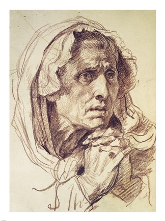 Framed Study of the Head of an Old Woman Print