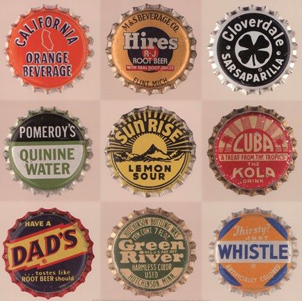 Framed Pop Bottletops I Print