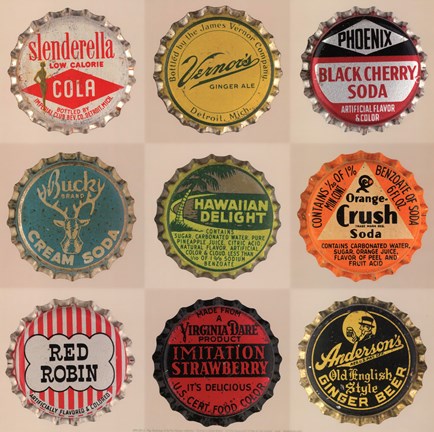 Framed Pop Bottletops II Print