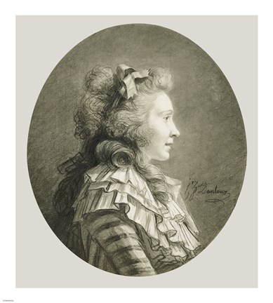 Framed Portrait of a Young Lady in Profile Print