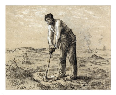 Framed Man with a Hoe Print