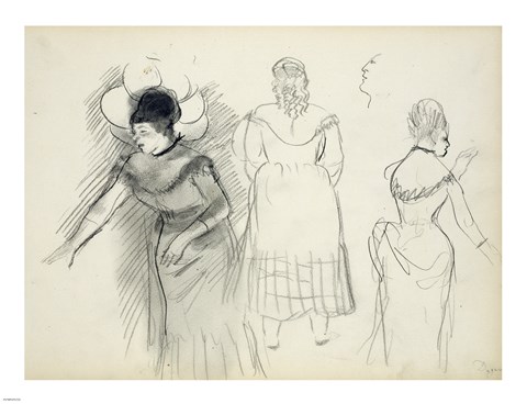 Framed Sketches of Cafe Singers Print