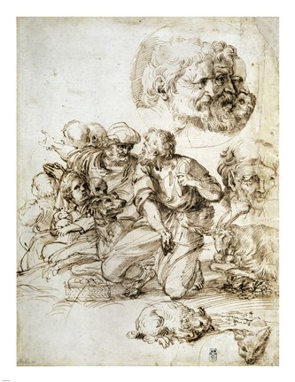 Framed Group of Shepherds, and Other Studies Print