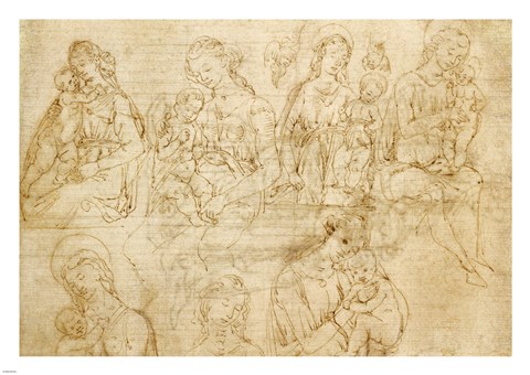 Framed Studies of the Virgin and Child Print