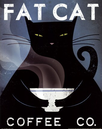 Framed Cat Coffee no City Print