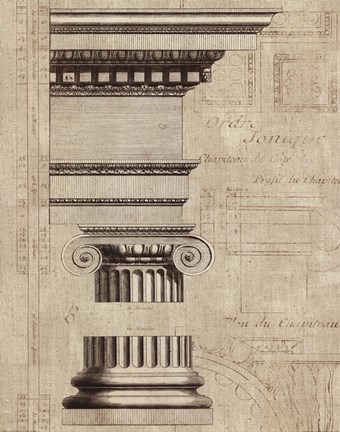 Framed Architectural Rendering II Burlap Sepia Crop Print