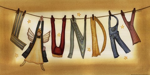 Framed Angel Laundry Print