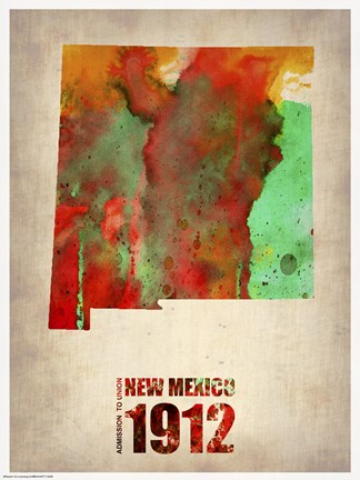 Framed New Mexico Watercolor Map Print