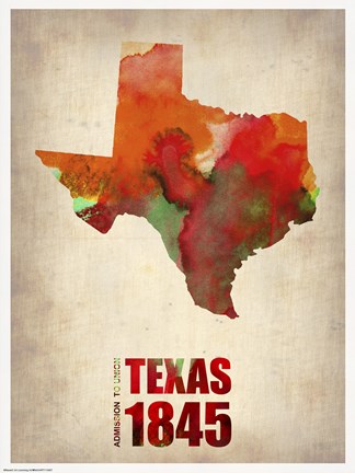 Framed Texas Watercolor Map Print