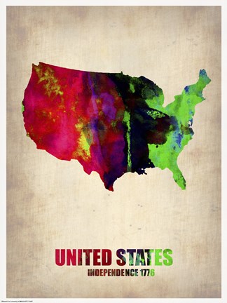 Framed USA Watercolor Map II Print