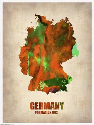 Framed Germany Watercolor Map Print
