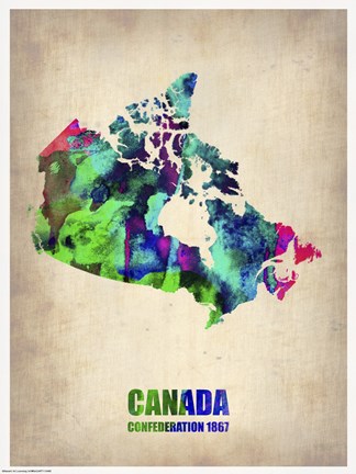 Framed Canada Watercolor Map Print