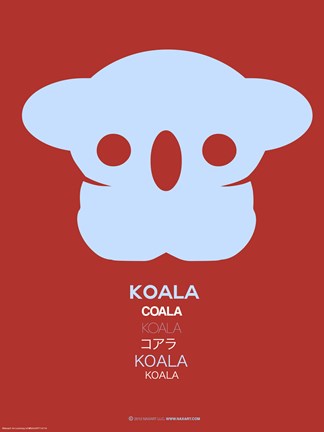 Framed Purple Koala Multilingual Poster Print