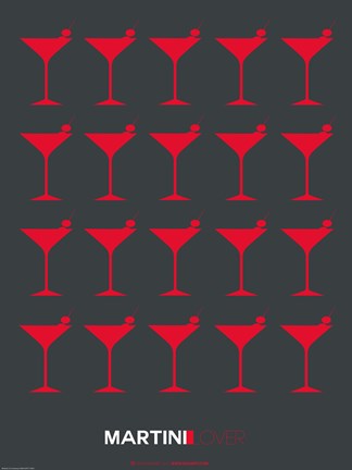 Framed Martini Lover Red On Black Print