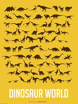 Framed Dinosaur Poster Yellow Print