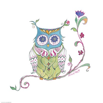 Framed Owl Branch Print