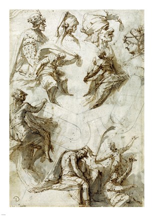 Framed Studies of Figures and Architecture Print