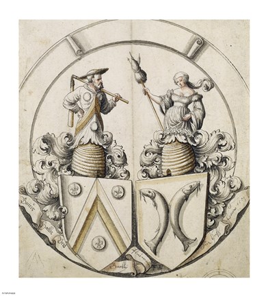 Framed Stained-Glass Design for a Married Couple Print