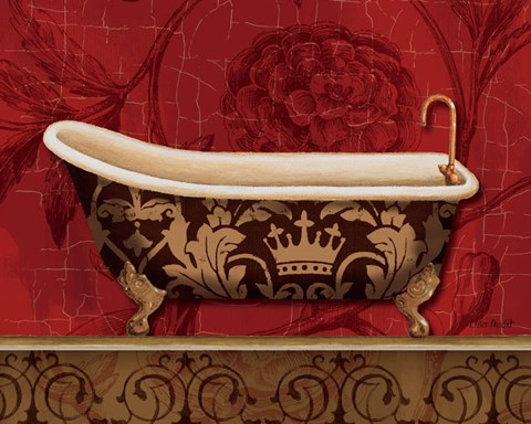 Framed Royal Red Bath II Print