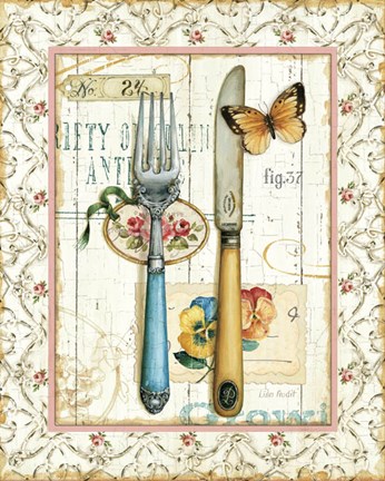 Framed Rose Garden Utensils I Print