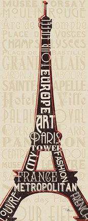 Framed Paris City Words I Print