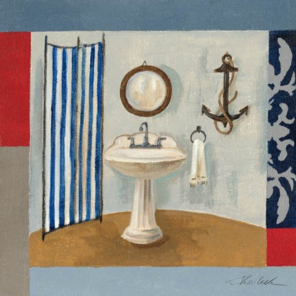 Framed Nautical Bath I Print
