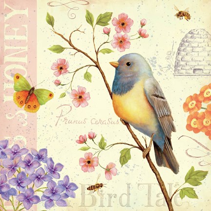 Framed Birds and Bees I Print