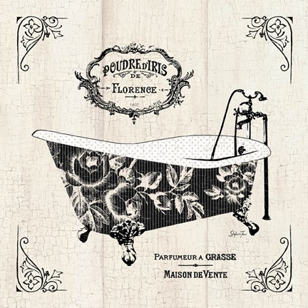Framed French Bath II - Tub Print