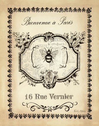 Framed Paris Bees I Print