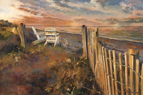 Framed Beach at Sunset Print