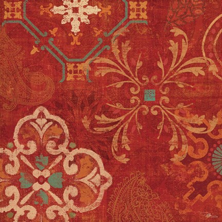 Framed Crimson Stamps II Print