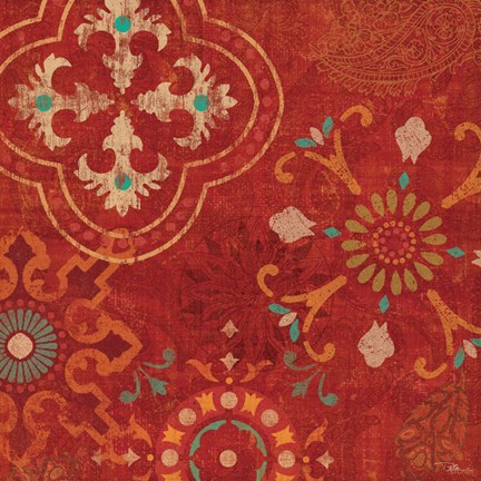 Framed Crimson Stamps III Print