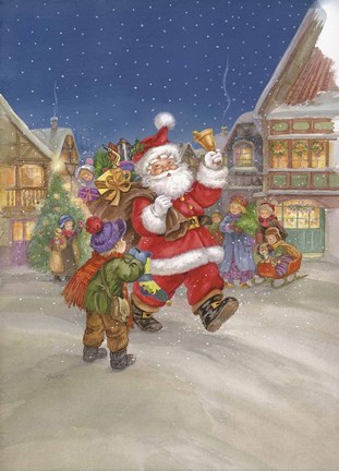 Framed Santa Clause is Coming to Town Print