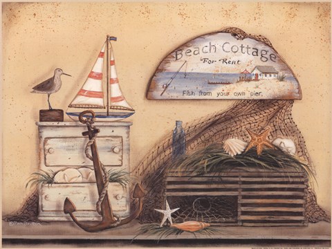 Framed Beach Cottage Print
