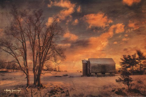 Framed Big Tree, Little Barn Print