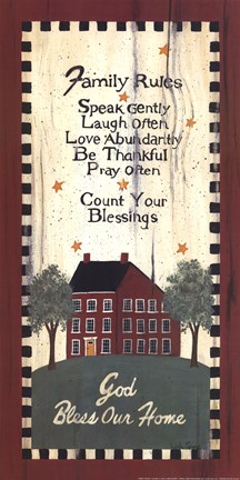 Framed Family Rules Print