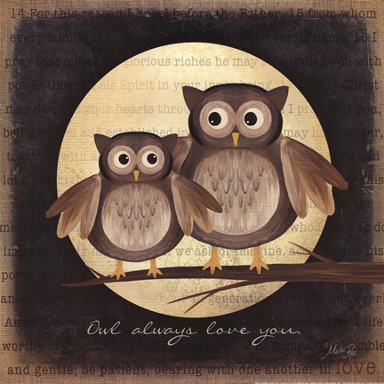 Framed Owl Always Love You - Pair of Owls Print