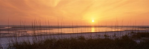 Framed Sea at dusk, Gulf of Mexico, Tigertail Beach, Marco Island, Florida, USA Print